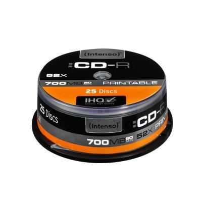 Intenso CD-R 700MB 52x Printable Tarrina 25Uds Intenso CD-R 700MB 52x Printable Tarrina 25Uds