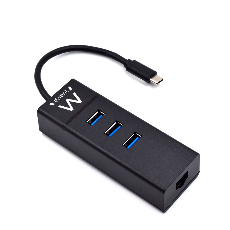 EWENT EW1141 Hub Tipo-C 3Pts.USB 3.1+1pto. GIGABIT EWENT EW1141 Hub Tipo-C 3Pts.USB 3.1+1pto. GIGABIT