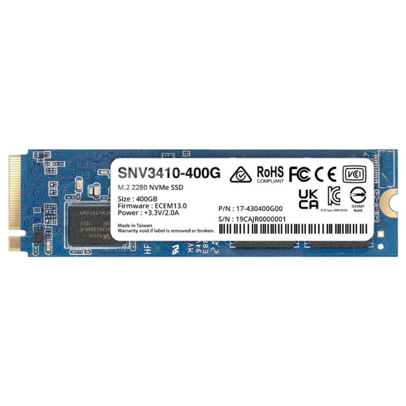 Synology SNV3410-400G SSD NVMe PCIe 3.0 M.2 2280 Synology SNV3410-400G SSD NVMe PCIe 3.0 M.2 2280