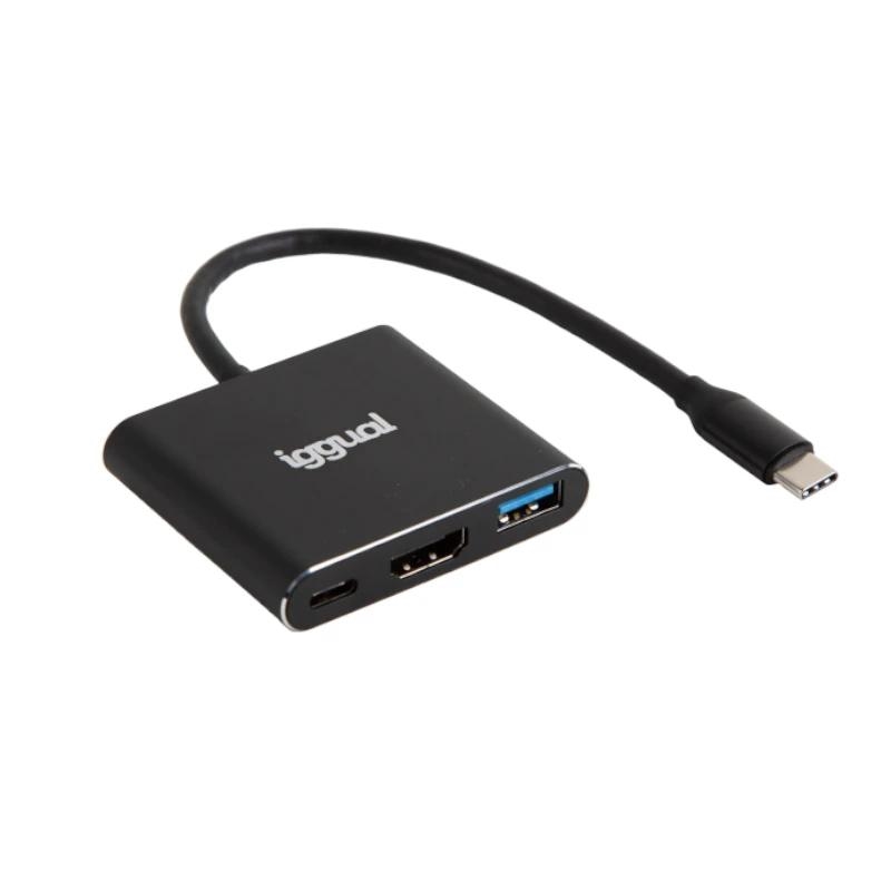 iggual Hub tipo C 3 en 1 HDMI USB3.0 PD100W iggual Hub tipo C 3 en 1 HDMI USB3.0 PD100W