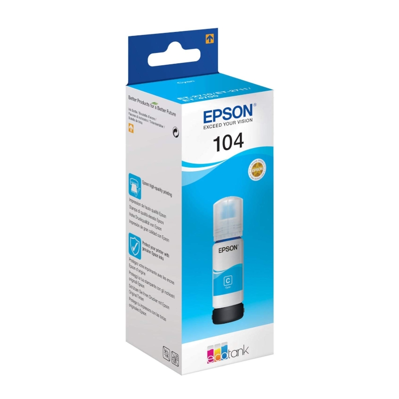 Epson Botella Tinta Ecotank 104 Cyan Epson Botella Tinta Ecotank 104 Cyan